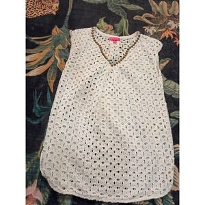Lilly Pulitzer Target White Eyelet Lace Blouse Tunic Swimsuit Coverup Fits XS-L